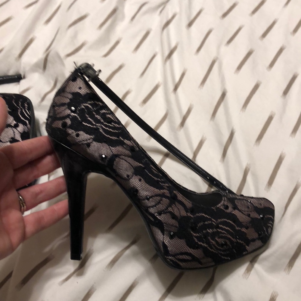 Black and purple heels